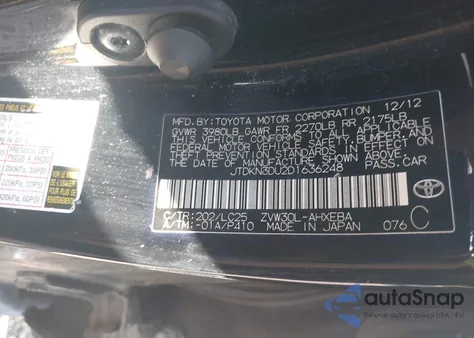 2013 Toyota Prius Persona from USA, damaged, VIN JTDKN3DU2D1636248
